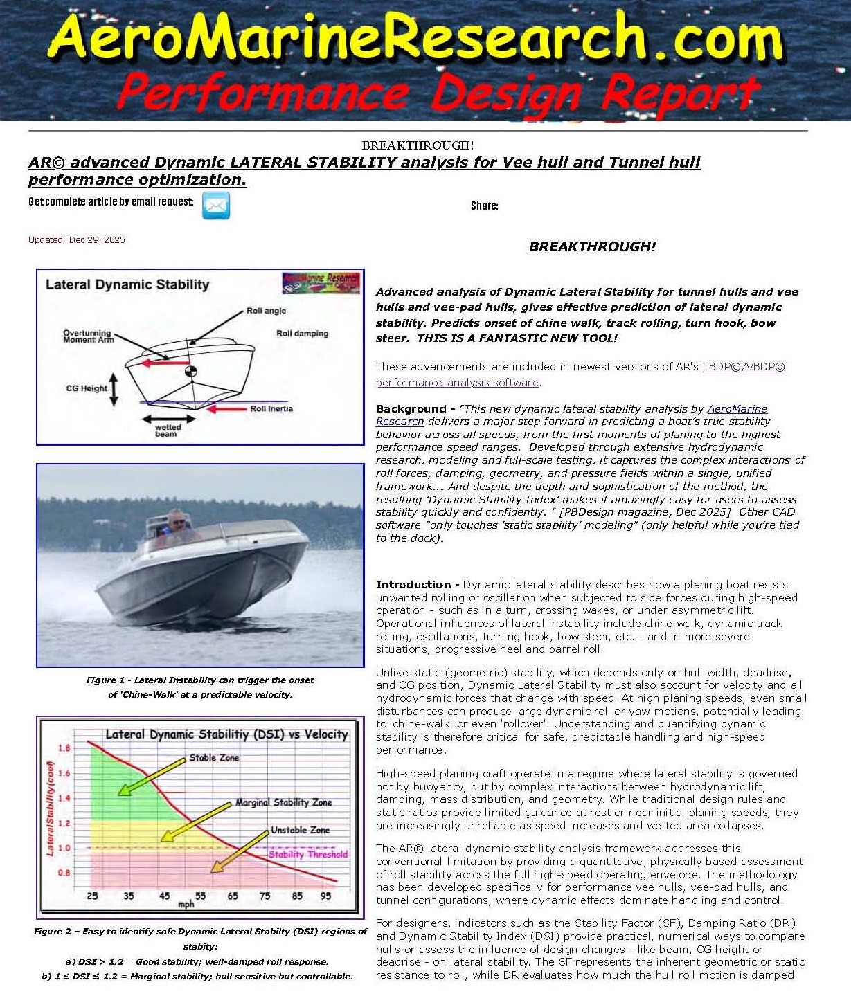 TBDP - Dynamic Lateral Stability Analysis in Power boat design